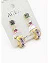 SET DE ARETES X 3 CRISTALES SURTIDO/ACERO INOXIDABLE