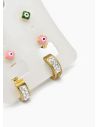 SET DE ARETES X 3 CRISTALES SURTIDO/ACERO INOXIDABLE