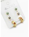 SET DE ARETES X 3 CRISTALES SURTIDO/ACERO INOXIDABLE