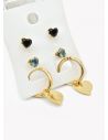 SET DE ARETES X 3 CRISTALES SURTIDO/ACERO INOXIDABLE