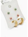 SET DE ARETES X 3 CRISTALES SURTIDO/ACERO INOXIDABLE
