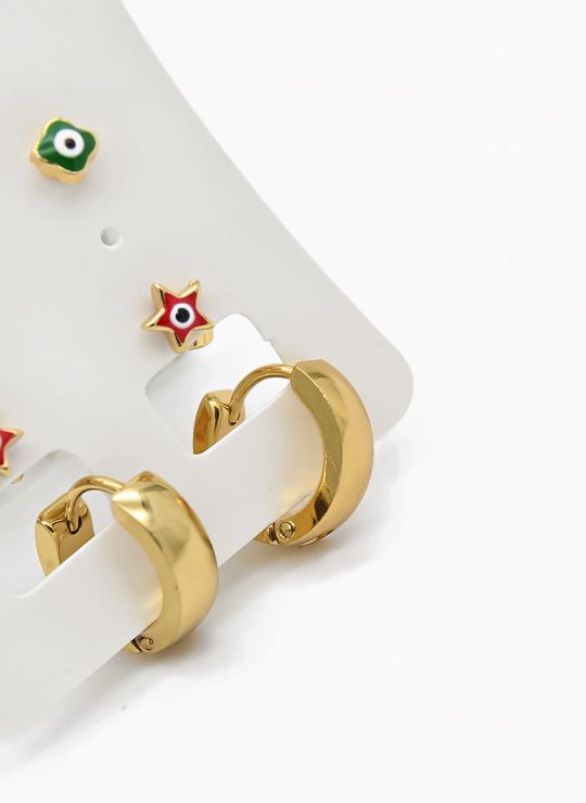 SET DE ARETES X 3 CRISTALES SURTIDO/ACERO INOXIDABLE