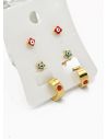 SET DE ARETES X 3 CRISTALES SURTIDO/ACERO INOXIDABLE