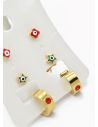 SET DE ARETES X 3 CRISTALES SURTIDO/ACERO INOXIDABLE