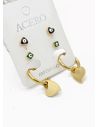 SET DE ARETES X 3 CRISTALES SURTIDO/ACERO INOXIDABLE