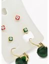 SET DE ARETES X 3 CRISTALES SURTIDO/ACERO INOXIDABLE