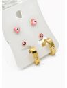 SET DE ARETES X 3 CRISTALES SURTIDO/ACERO INOXIDABLE