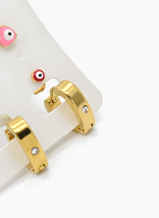 SET DE ARETES X 3 CRISTALES SURTIDO/ACERO INOXIDABLE