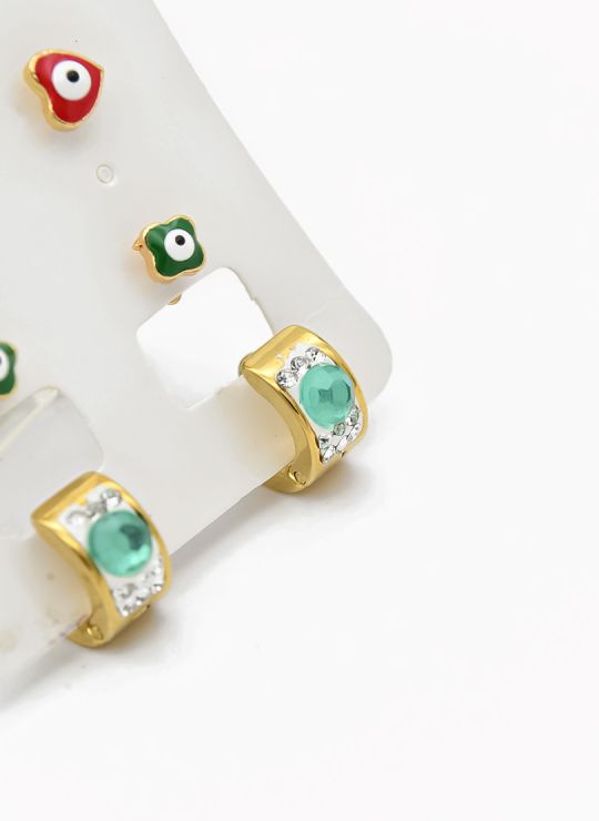 SET DE ARETES X 3 CRISTALES SURTIDO/ACERO INOXIDABLE