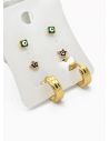SET DE ARETES X 3 CRISTALES SURTIDO/ACERO INOXIDABLE