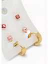 SET DE ARETES X 3 CRISTALES SURTIDO/ACERO INOXIDABLE