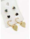 SET DE ARETES X 3 CRISTALES SURTIDO/ACERO INOXIDABLE