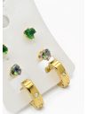 SET DE ARETES X 3 CRISTALES SURTIDO/ACERO INOXIDABLE