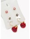 SET DE ARETES X 3 CRISTALES SURTIDO/ACERO INOXIDABLE