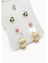 SET DE ARETES X 3 CRISTALES SURTIDO/ACERO INOXIDABLE