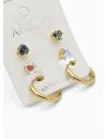 SET DE ARETES X 3 CRISTALES SURTIDO/ACERO INOXIDABLE