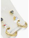 SET DE ARETES X 3 CRISTALES SURTIDO/ACERO INOXIDABLE