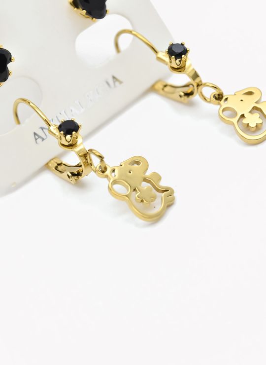 SET DE ARETES X 3 CRISTALES SURTIDO/ACERO INOXIDABLE