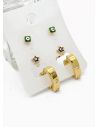 SET DE ARETES X 3 CRISTALES SURTIDO/ACERO INOXIDABLE