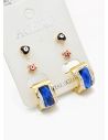 SET DE ARETES X 3 CRISTALES SURTIDO/ACERO INOXIDABLE