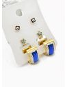 SET DE ARETES X 3 CRISTALES SURTIDO/ACERO INOXIDABLE