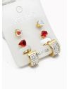 SET DE ARETES X 3 CRISTALES SURTIDO/ACERO INOXIDABLE