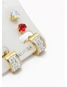 SET DE ARETES X 3 CRISTALES SURTIDO/ACERO INOXIDABLE