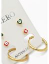 SET DE ARETES X 3 CRISTALES SURTIDO/ACERO INOXIDABLE