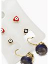 SET DE ARETES X 3 CRISTALES SURTIDO/ACERO INOXIDABLE