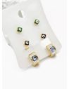 SET DE ARETES X 3 CRISTALES SURTIDO/ACERO INOXIDABLE