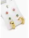 SET DE ARETES X 3 CRISTALES SURTIDO/ACERO INOXIDABLE