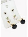 SET DE ARETES X 3 CRISTALES SURTIDO/ACERO INOXIDABLE