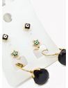SET DE ARETES X 3 CRISTALES SURTIDO/ACERO INOXIDABLE