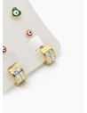 SET DE ARETES X 3 CRISTALES SURTIDO/ACERO INOXIDABLE