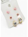 SET DE ARETES X 3 CRISTALES SURTIDO/ACERO INOXIDABLE
