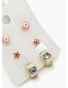 SET DE ARETES X 3 CRISTALES SURTIDO/ACERO INOXIDABLE