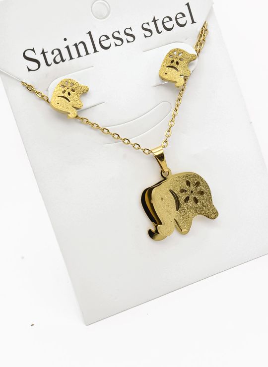 SET DE COLLAR, DIJE Y ARETES EN ACERO INOXIDABLE 316L