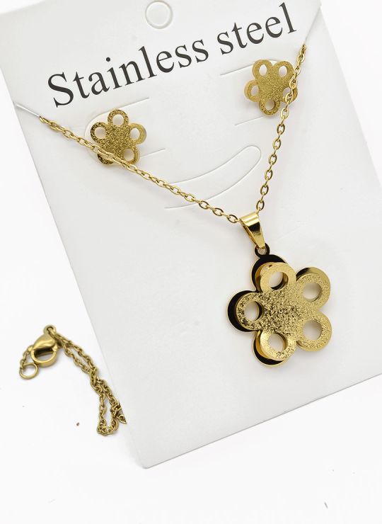 SET DE COLLAR, DIJE Y ARETES EN ACERO INOXIDABLE 316L