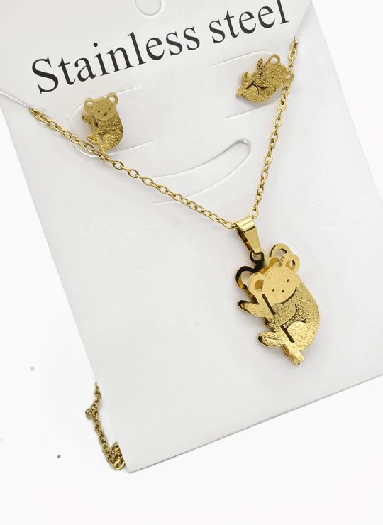 SET DE COLLAR, DIJE Y ARETES EN ACERO INOXIDABLE 316L