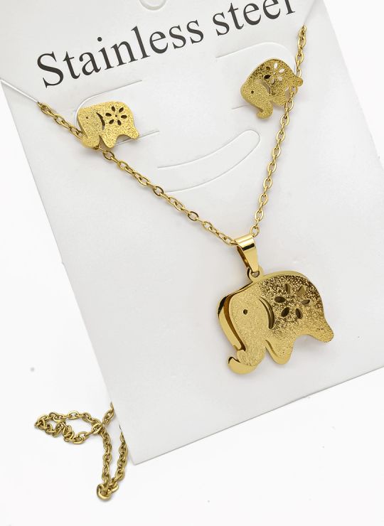 SET DE COLLAR, DIJE Y ARETES EN ACERO INOXIDABLE 316L