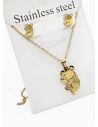 SET DE COLLAR, DIJE Y ARETES EN ACERO INOXIDABLE 316L