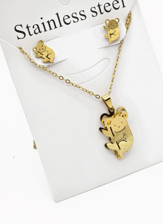 SET DE COLLAR, DIJE Y ARETES EN ACERO INOXIDABLE 316L