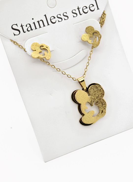 SET DE COLLAR, DIJE Y ARETES EN ACERO INOXIDABLE 316L