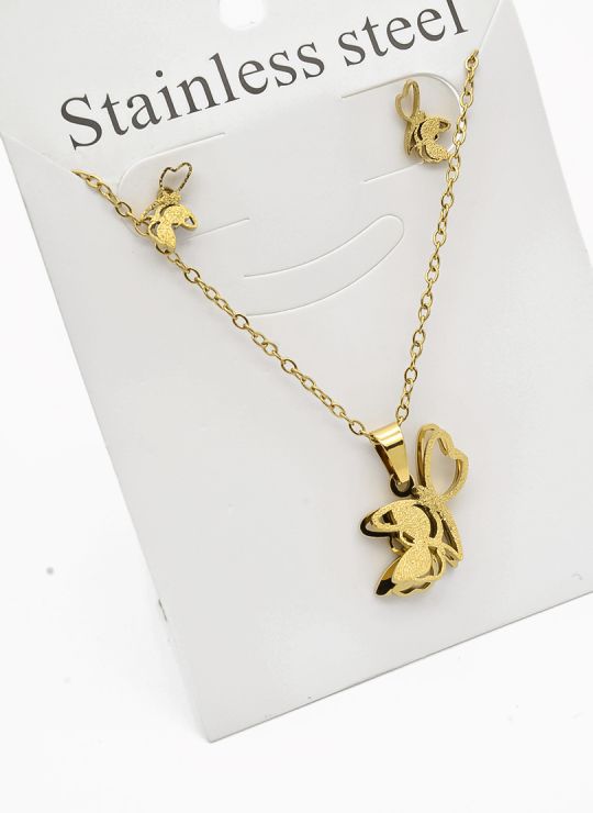 SET DE COLLAR, DIJE Y ARETES EN ACERO INOXIDABLE 316L
