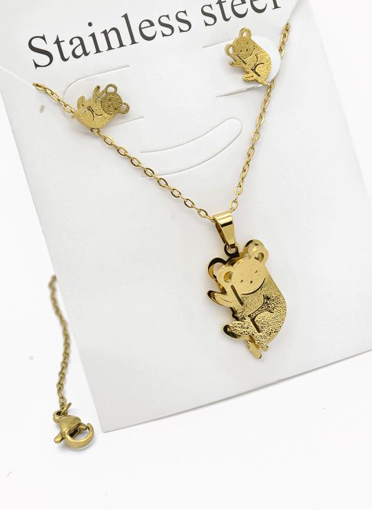 SET DE COLLAR, DIJE Y ARETES EN ACERO INOXIDABLE 316L