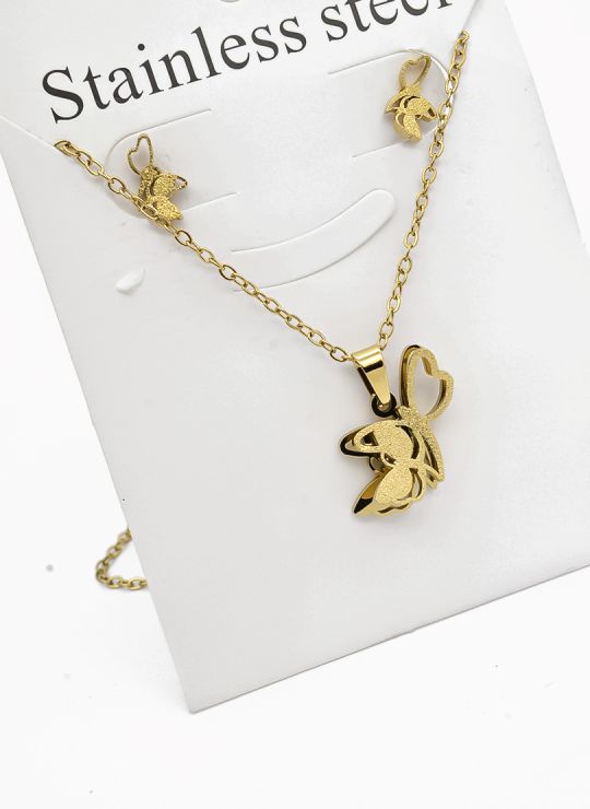 SET DE COLLAR, DIJE Y ARETES EN ACERO INOXIDABLE 316L