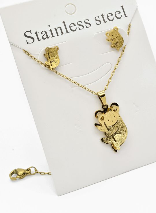 SET DE COLLAR, DIJE Y ARETES EN ACERO INOXIDABLE 316L