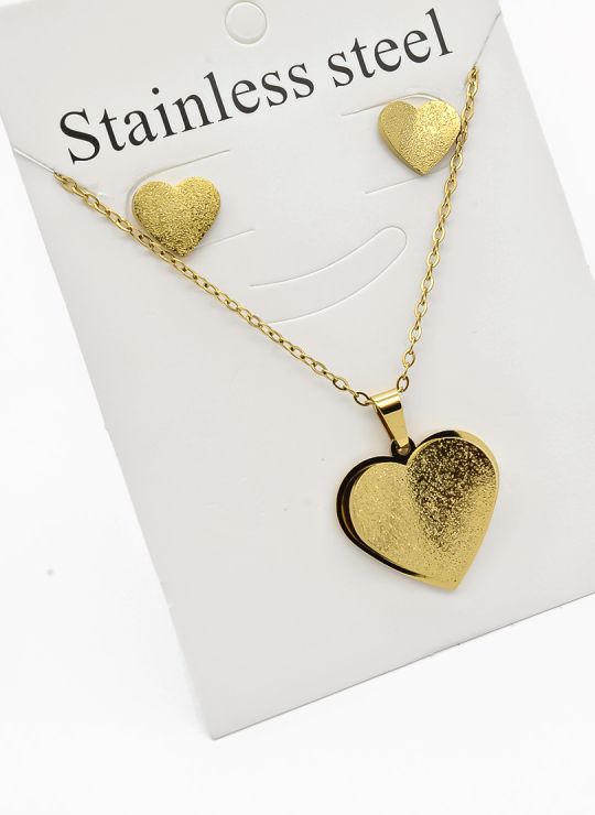 SET DE COLLAR, DIJE Y ARETES EN ACERO INOXIDABLE 316L