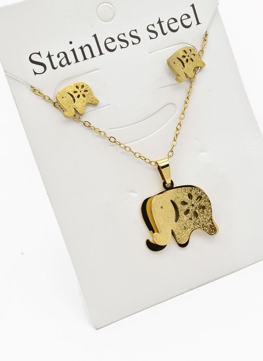 SET DE COLLAR, DIJE Y ARETES EN ACERO INOXIDABLE 316L
