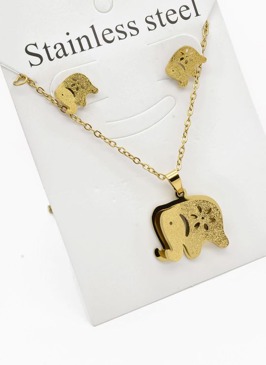 SET DE COLLAR, DIJE Y ARETES EN ACERO INOXIDABLE 316L
